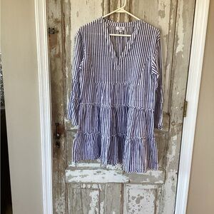 Gingy Blue and White Striped Dress size small - 100% cotton - light and comfy